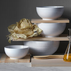 Hvid Riflet sk&aring;l 110 cl, Royal Copenhagen