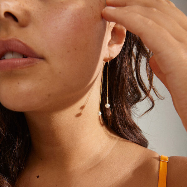 EUONIA Pearl Chain &Oslash;reringe, gold plated, Pilgrim