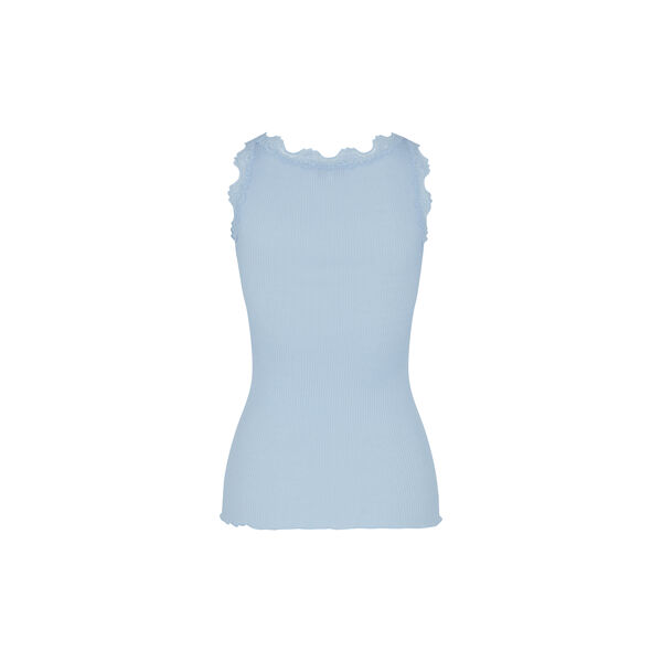 Silketop med blonder, heather sky, Rosemunde