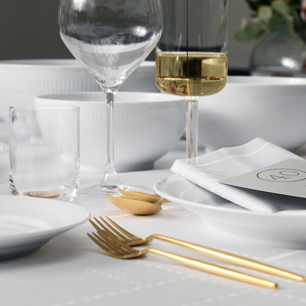 Hvid Riflet sk&aring;l 180 cl, Royal Copenhagen