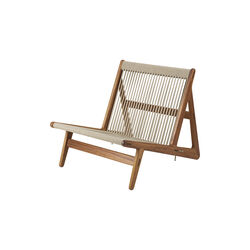 MR01 Outdoor Initial Lounge Chair, oiled iroko/sunfire melange beige/sand, GUBI