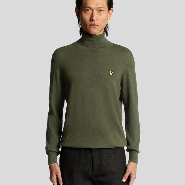 Cotton Merino Turtleneck Jumper, deep depths, Lyle & Scott