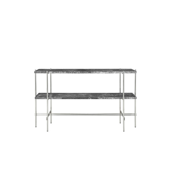 TS Console with 2 Racks, grey emperador marble/steel, GUBI