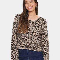 LydiaSZ Cardigan, black leopard jacquard, Saint Tropez