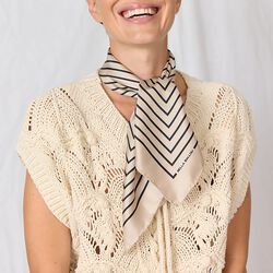 GRAPHIC&nbsp;STRIPES T&oslash;rkl&aelig;de, creme/sort, Bella Ballou