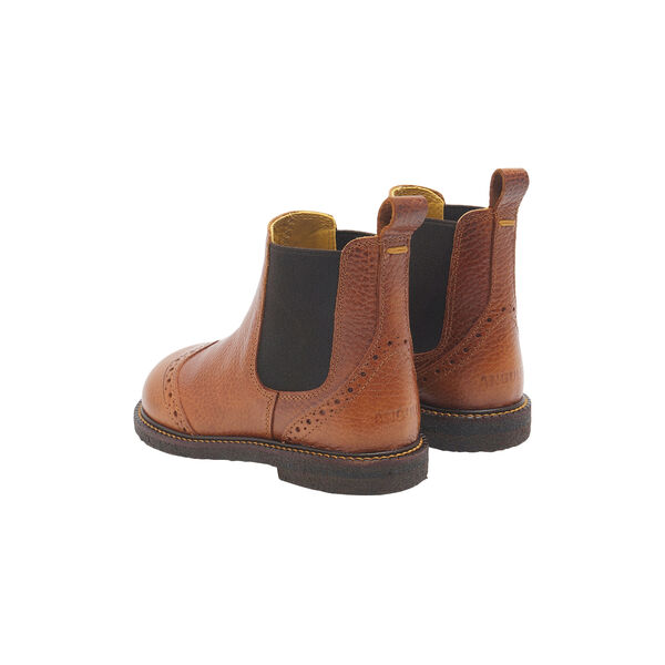 Chelsea st&oslash;vle med brogue hulm&oslash;nster, medium brown, ANGULUS