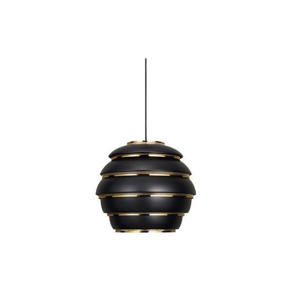 Pendant Light A331 &ldquo;Beehive&ldquo;, black/brass-plated, Artek