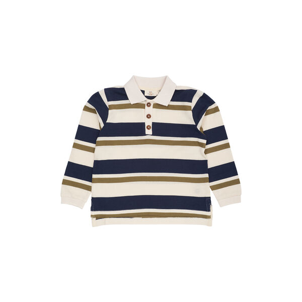 Striped Pique Polo w. LS, green combi, Copenhagen Colors Organics