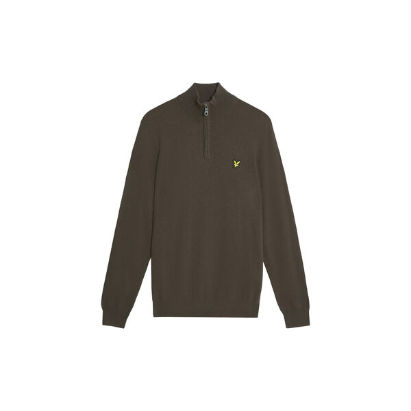 Cotton Merino Quarter Zip Jumper, espresso, Lyle & Scott