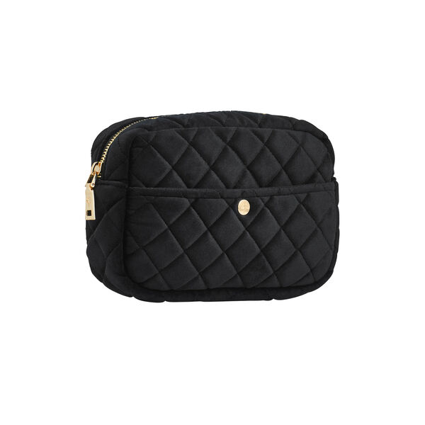 Toilettaske medium, black velvet, Fan Palm