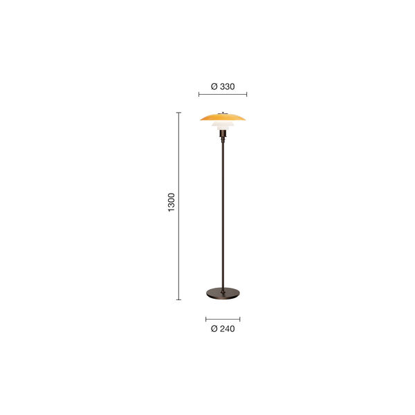 PH 3&frac12;-2&frac12; Gulvlampe Centenary Edition, amber/opal white, Louis Poulsen
