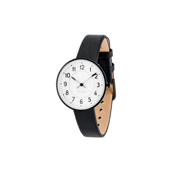 Station armbåndsur, white/black/black, Arne Jacobsen Watches