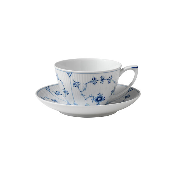 Musselmalet Riflet kop med underkop 28 cl, Royal Copenhagen