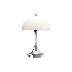 Panthella 160 Portable bordlampe, chrome opal beige, Louis Poulsen