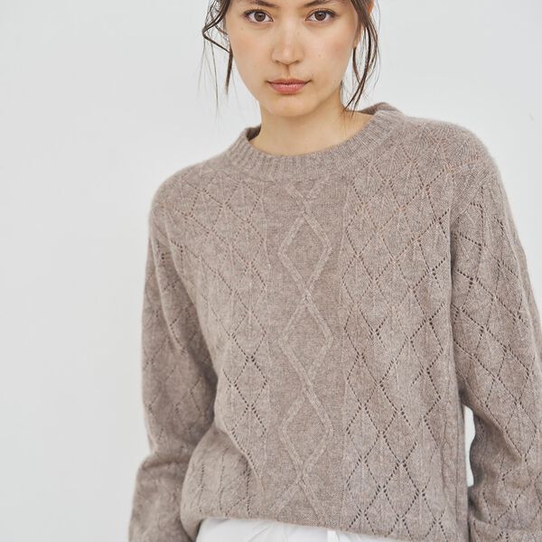 Christine Cable Sweater, dark sand, CARE BY ME