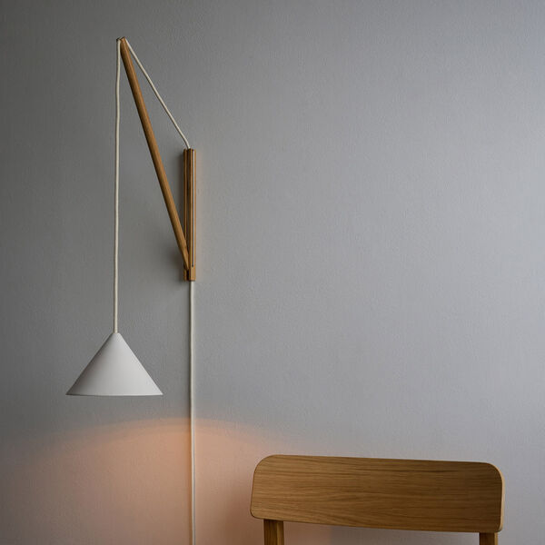 Suspended Wall Lamp, oak/white, MOEBE
