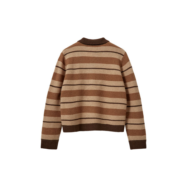 STORMASW STRIPED KNIT POLO, brown melange, Sofie Schnoor