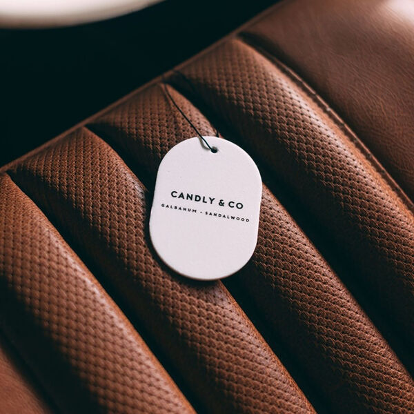 No. 6 Scented Car/Room Tag, Galbanum/Sandalwood, Candly & Co