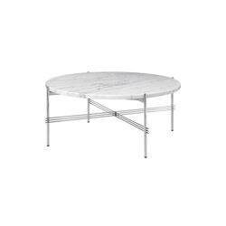 TS Coffee Table &Oslash;80, white carrara marble/steel, GUBI