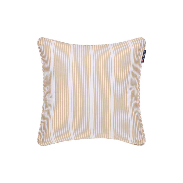 Icons Classic Striped Organic Cotton Twill Pillow Cover, beige/white, Lexington