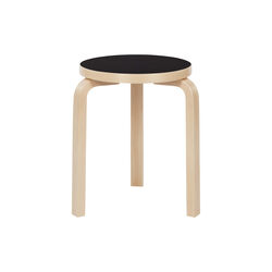 Stool 60, black linoleum, Artek