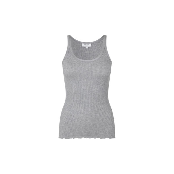 Silketop med elastikbånd, light grey melange, Rosemunde