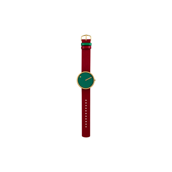 PICTO armbåndsur, dusty green/matt gold/ruby red, Picto