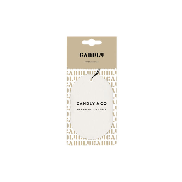 No. 1 Scented Car/Room Tag, Geranium/Incense, Candly & Co