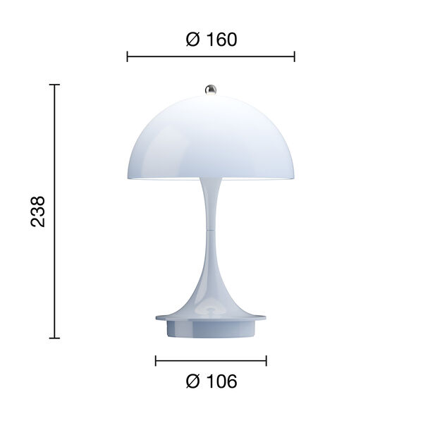 Panthella 160 Portable bordlampe, opal pale blue, Louis Poulsen