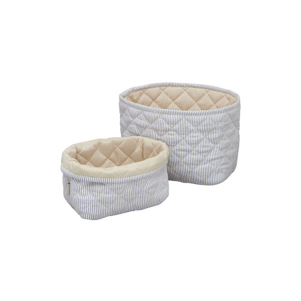 Quiltet opbevaringskurv 2-pak, classic stripes blue/praline, Cam Cam Copenhagen