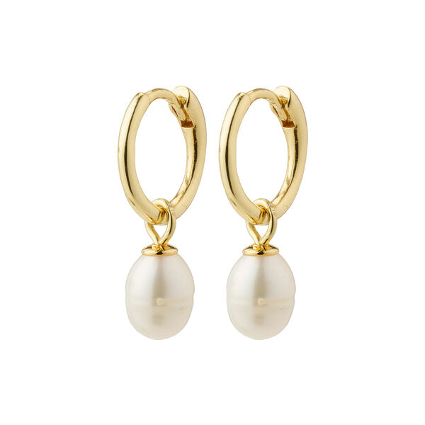 BERTHE Pearl &Oslash;reringe, gold plated, Pilgrim