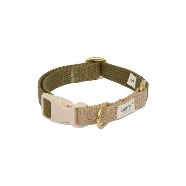 Bl&oslash;dt & Justerbart hundehalsb&aring;nd, olive, Drew's Dogwear