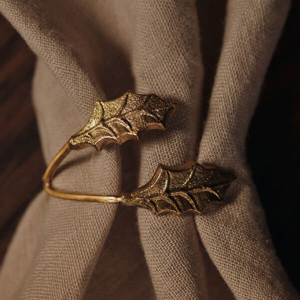 Holly Leaf Napkin Rings 4 stk., brass, Ferm Living