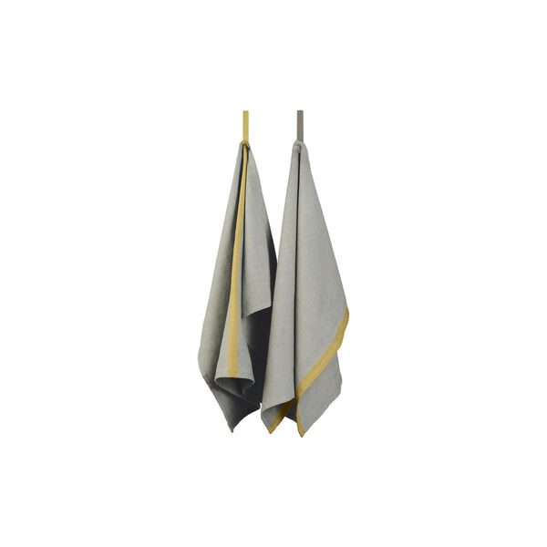 Tea towel herringbone twill 2 stk., grey/yellow, EKTA Living