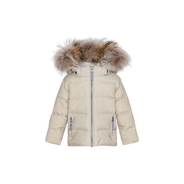 Baby Down Jacket with Fur, oat, VER de TERRE
