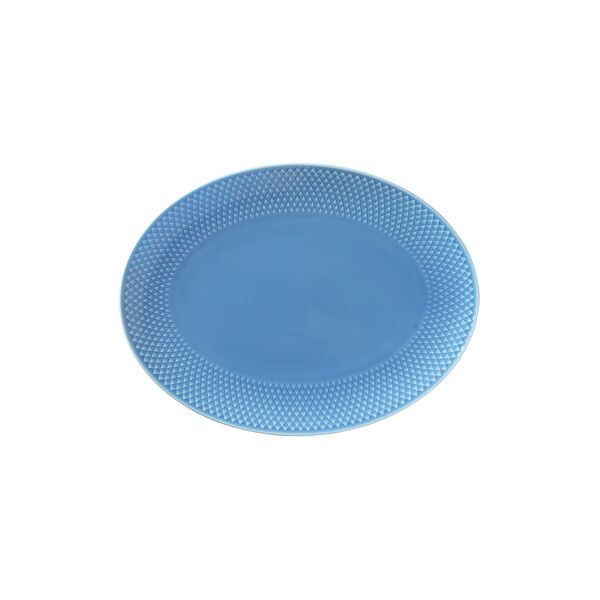 Rhombe Color ovalt serveringsfad, bl&aring;, Lyngby Porcel&aelig;n