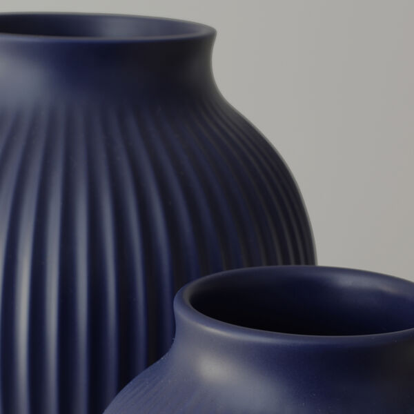 Knabstrup vase ripple, mat dark blue, Knabstrup Keramik