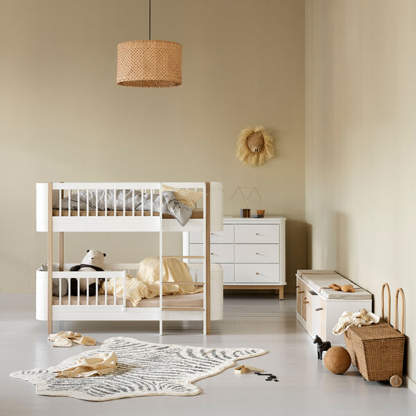 Wood Mini+ halvh&oslash;j k&oslash;jeseng 68x162 cm, hvid/eg, Oliver Furniture