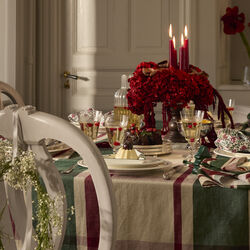 Linen/Cotton Napkin, green/red/beige, Lexington