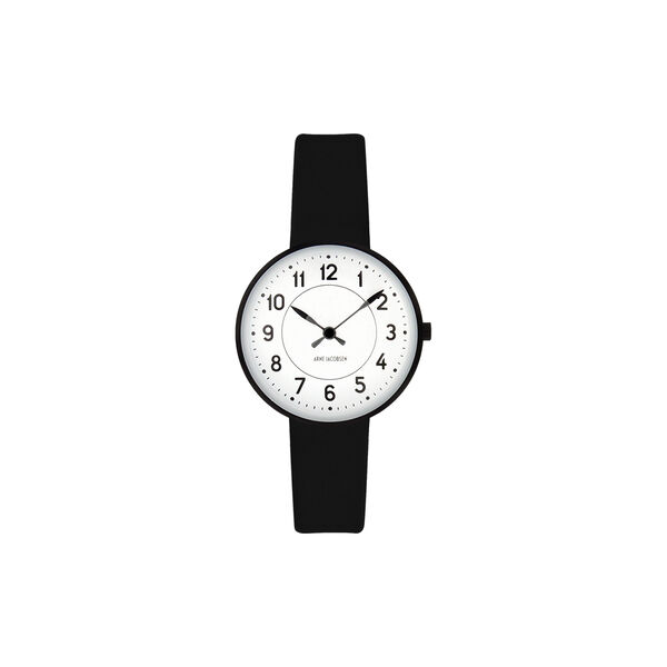 Station armbåndsur, white/black/black, Arne Jacobsen Watches