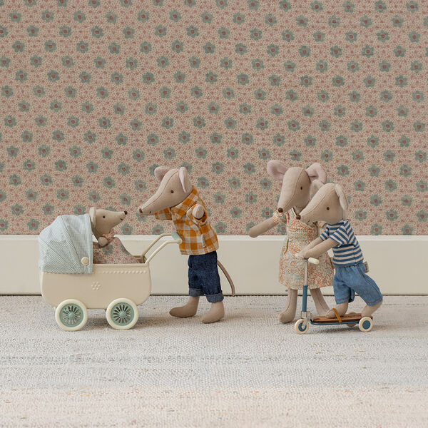 Barnevogn med babymus, mint, Maileg