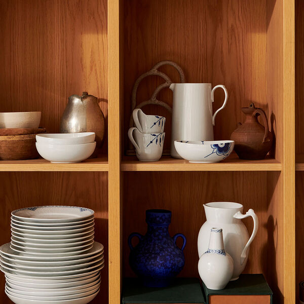 Hvid Riflet oval sk&aring;l 37 cl, 2 stk, Royal Copenhagen