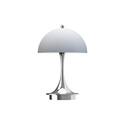 Panthella 160 Portable bordlampe, chrome opal grey, Louis Poulsen