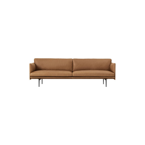 Outline Sofa 3-seater, refine leather cognac/black, Muuto
