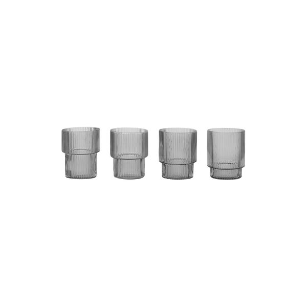 Ripple Glasses 4 pcs, smoked grey, ferm LIVING