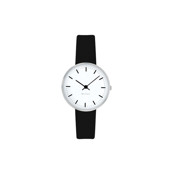 City Hall armb&aring;ndsur, white/steel/black, Arne Jacobsen Watches