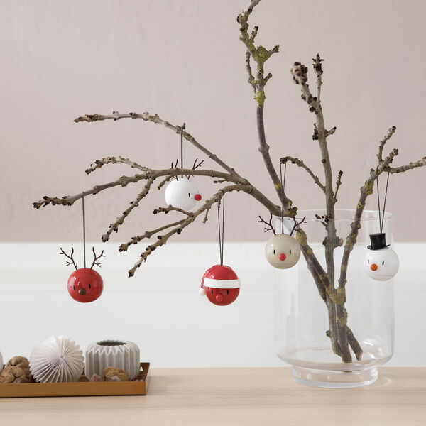 Snowman Ornament 2 pcs, white, Hoptimist