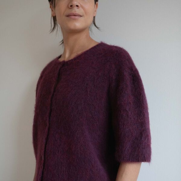 SIGNE HAIRY CARDIGAN, burgundy, Studio Feder