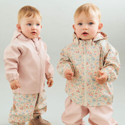 Rainwear Chardy Jacket, flowers and seashells, Wheat