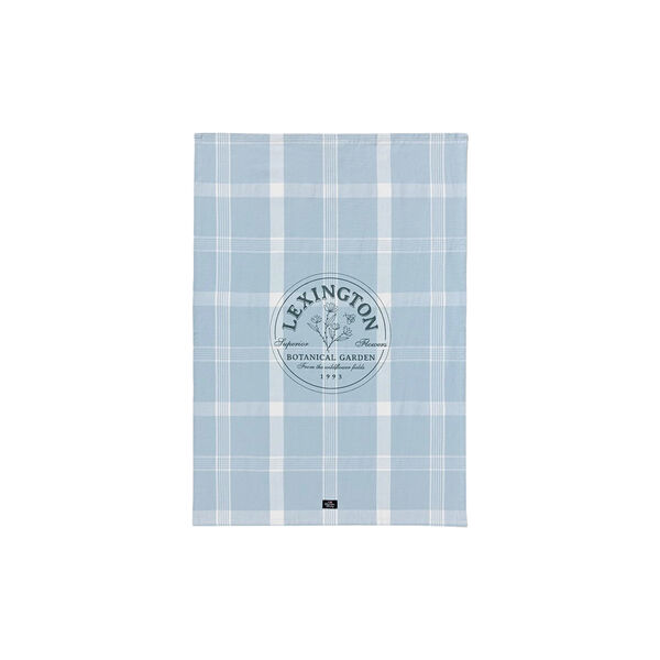 Botanical Checked Organic Cotton Kitchen Towel, blue/white, Lexington